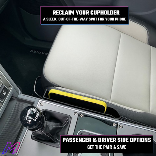 MATERIUM Ineos Grenadier slim phone holder installed in center console.