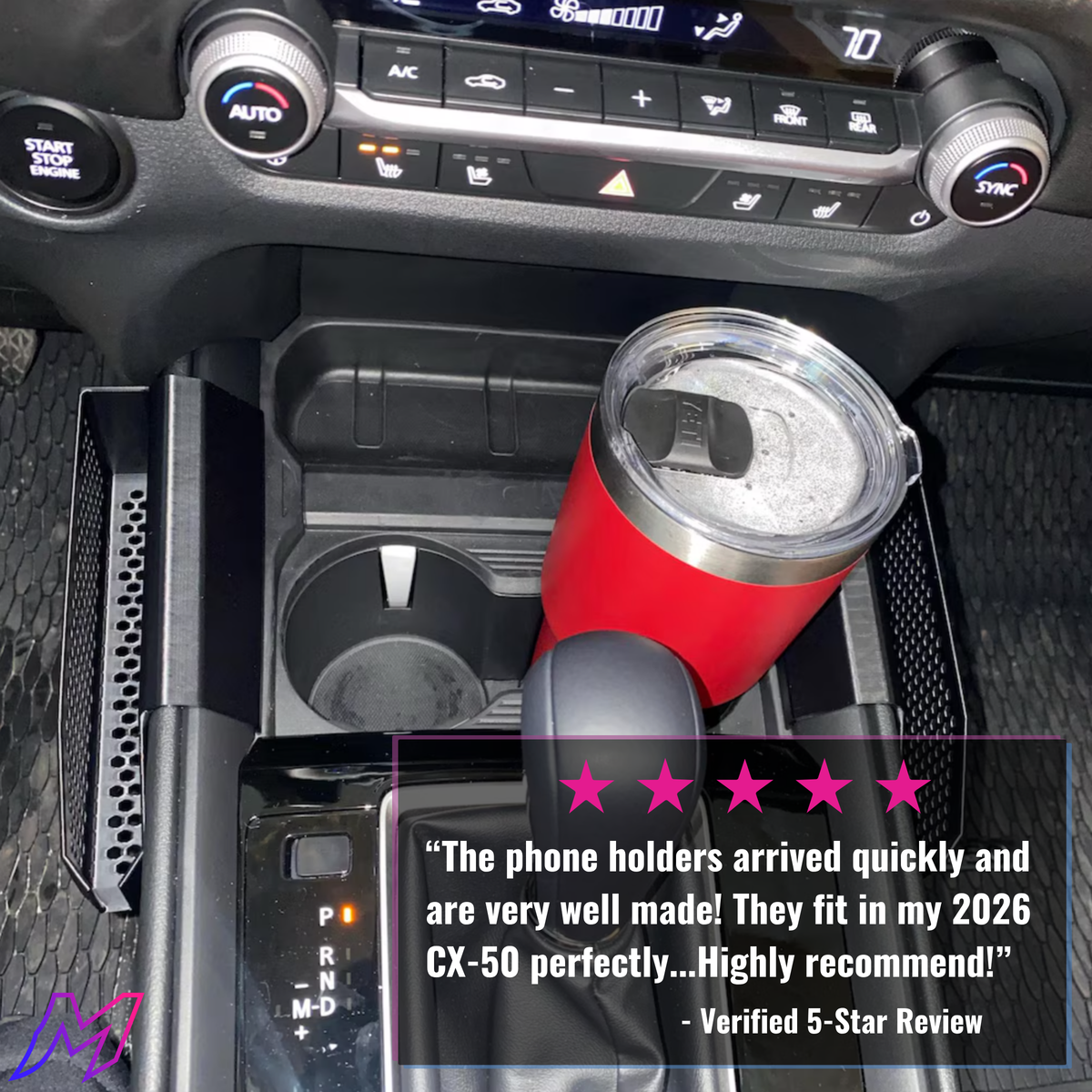 Mazda CX-50 phone holder 5-star review, fits 2026 CX-50 perfectly, made in USA by MATERIUM