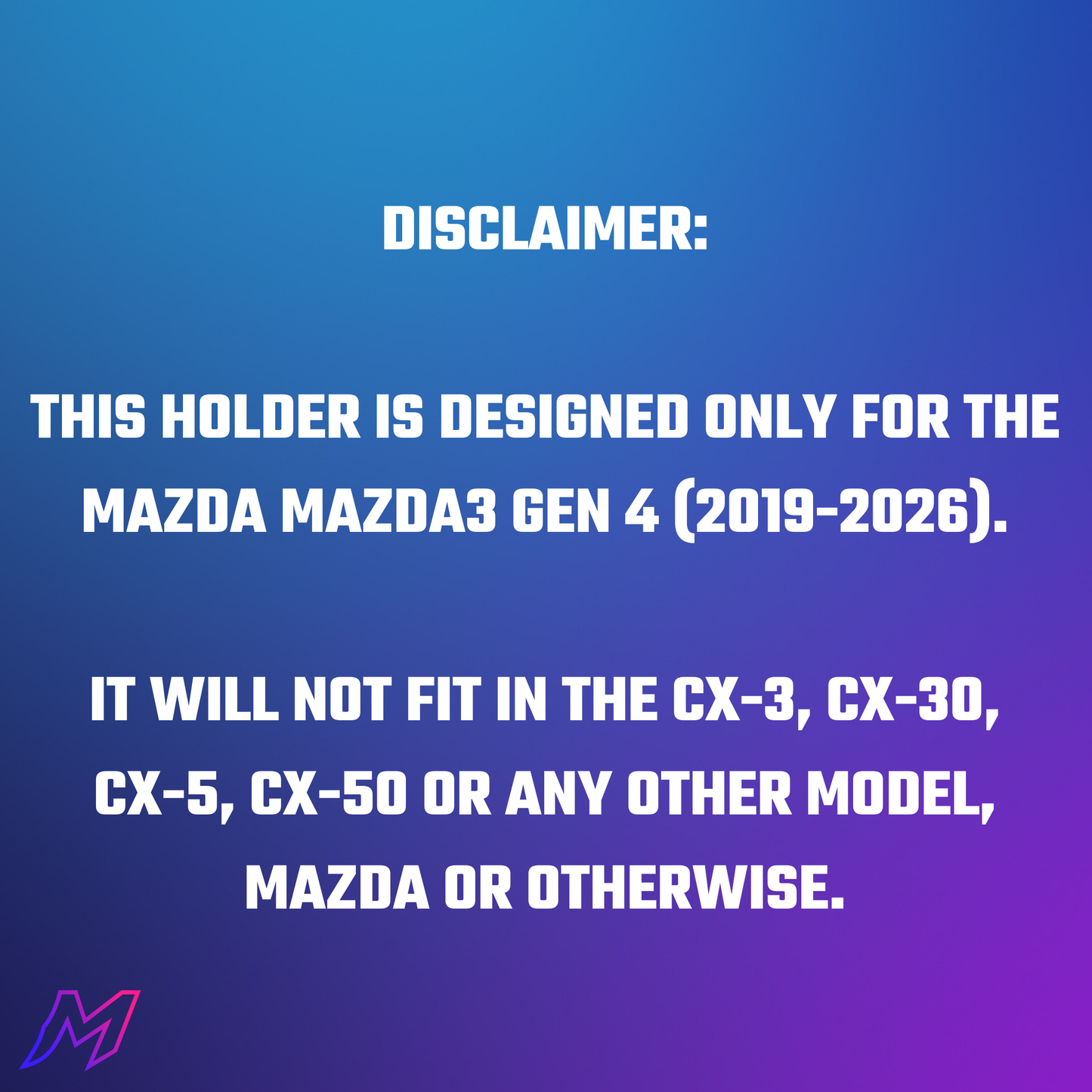 Mazda3 Water Bottle Holder | Gen 4 2019-2026 | Custom Console Fit
