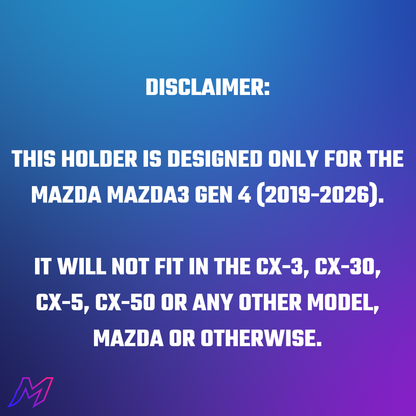Mazda3 Water Bottle Holder | Gen 4 2019-2026 | Custom Console Fit