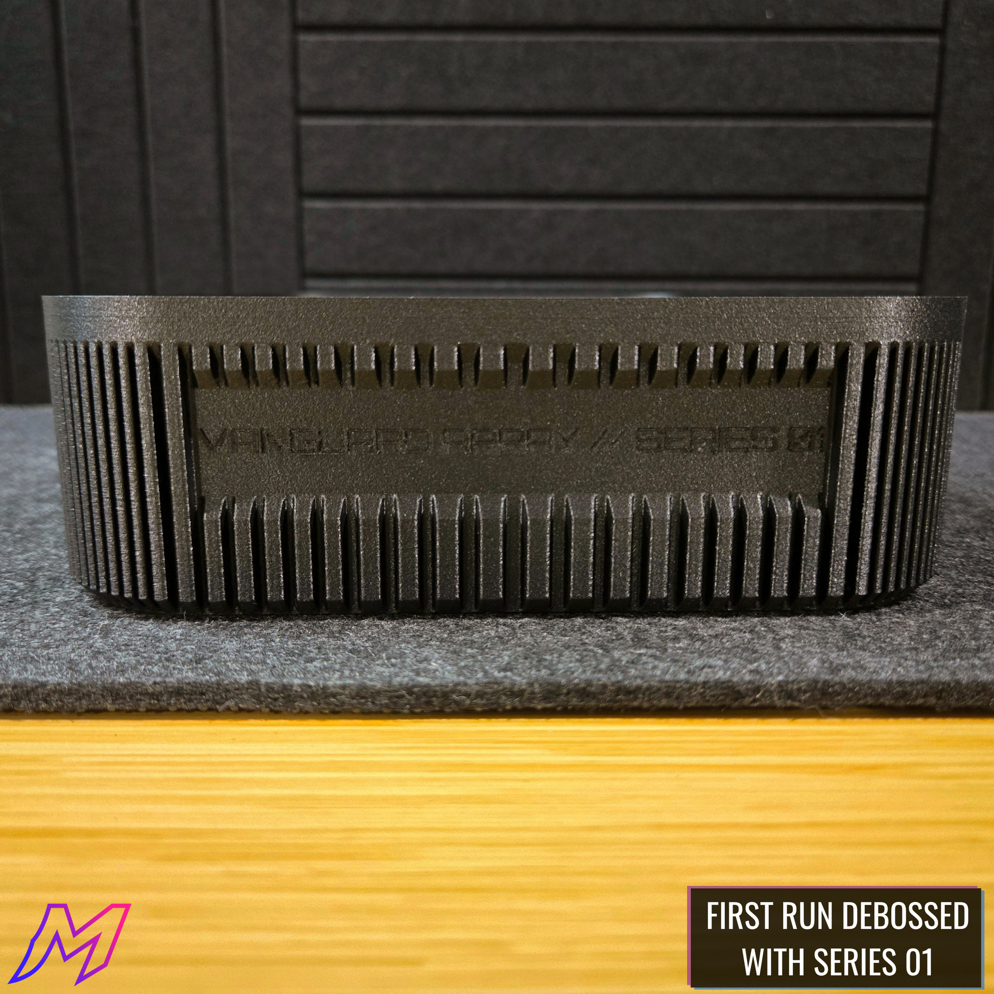 MATERIUM Vanguard Array Series 1 interior rear wall with debossed branding, first run edition