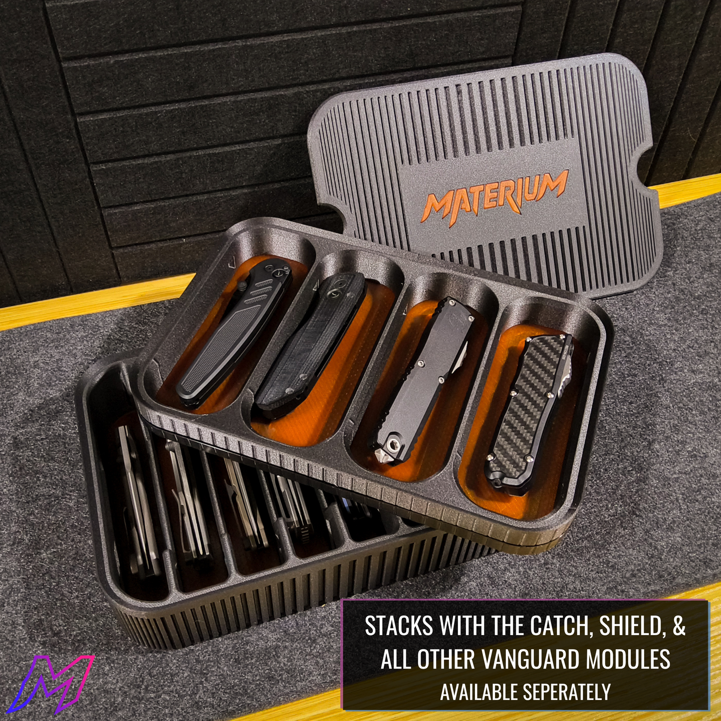 MATERIUM Vanguard Array shown with Shield lid and Vanguard Catch, full modular system compatibility
