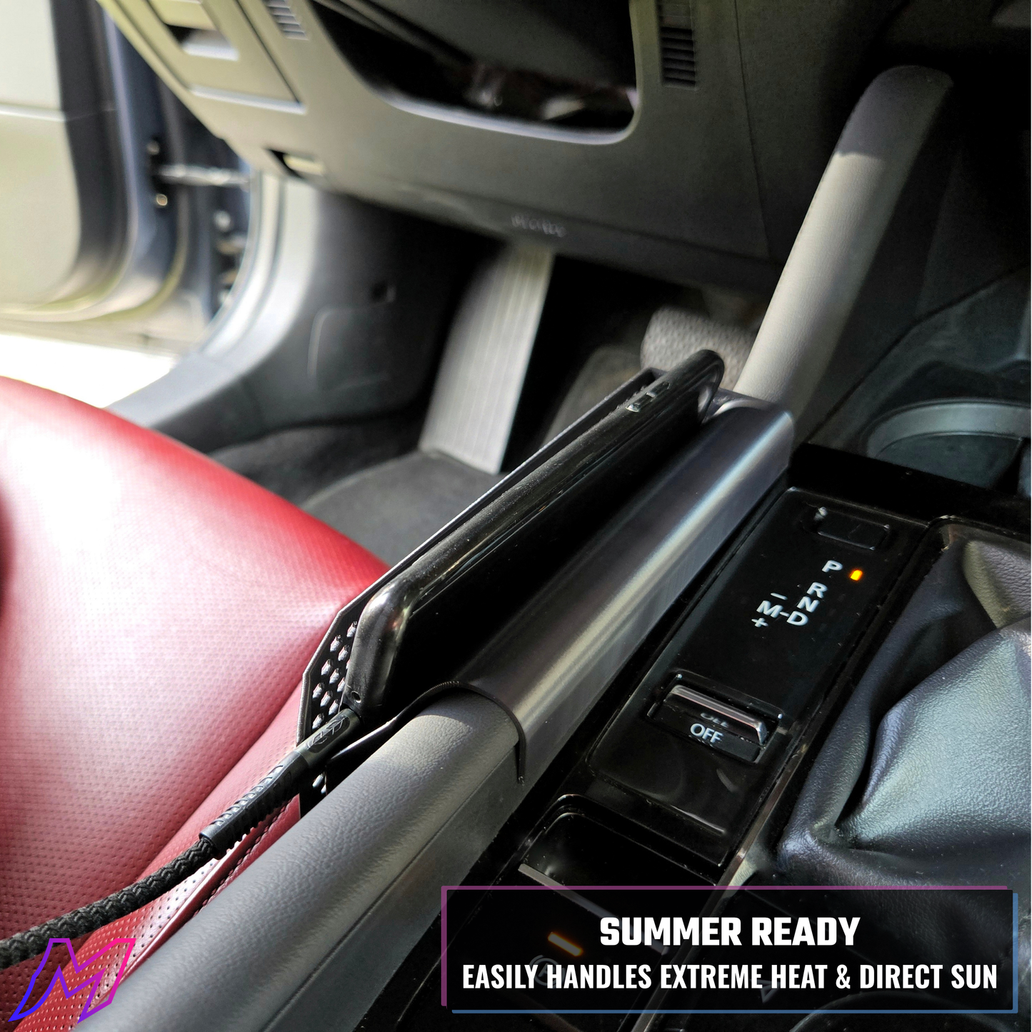 MATERIUM Mazda3 phone holder installed driver side, reclaim your cupholder, sleek out-of-the-way spot for your phone